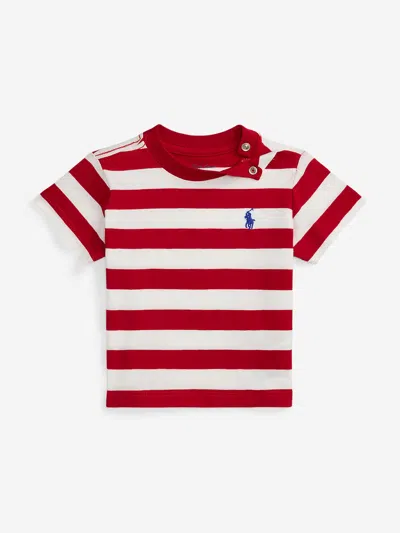 Ralph Lauren Baby Boys Striped Jersey T-shirt In Red