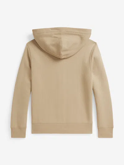 Ralph Lauren Boys Logo Zip Up Top In Sand