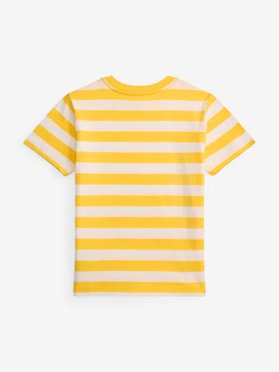 Ralph Lauren Boys Striped Logo T-shirt In Yellow