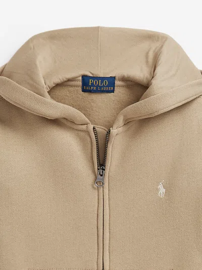 Ralph Lauren Boys Logo Zip Up Top In Brown