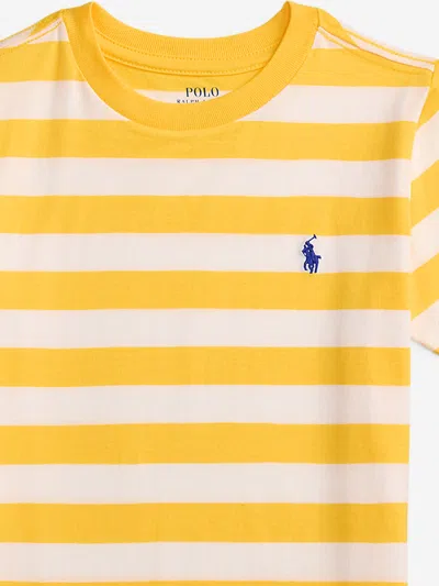 Ralph Lauren Boys Striped Logo T-shirt In Yellow