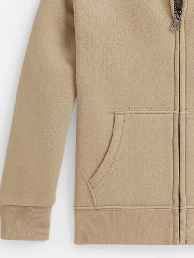 Ralph Lauren Boys Logo Zip Up Top In Brown