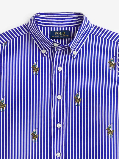 Ralph Lauren Boys Equestrian Bear Stripe Shirt In Black