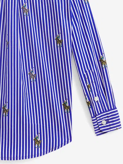 Ralph Lauren Boys Equestrian Bear Stripe Shirt In Black