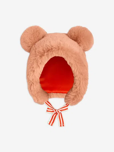 Mini Rodini Girls Faux Fur Ear Hat In Blue