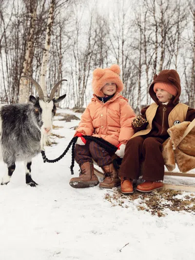 Mini Rodini Girls Faux Fur Ear Hat In Blue