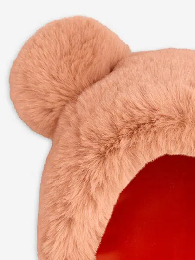 Mini Rodini Girls Faux Fur Ear Hat In Blue