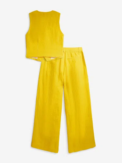 Ralph Lauren Girls Linen Trouser Set In Yellow