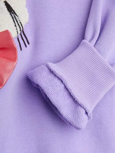 Mini Rodini Girls Cat With Bow Tie Sweatshirt In Purple