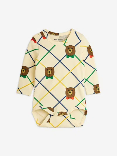 Mini Rodini Baby Bear Check Bodysuit In Multi