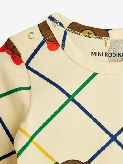 Mini Rodini Baby Bear Check Bodysuit In Multi