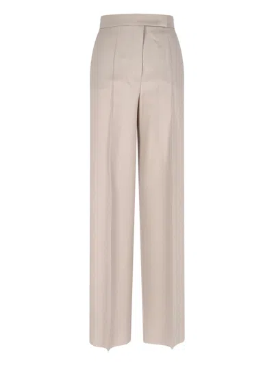 Max Mara Wool Blend Tailored Trousers In Neutral