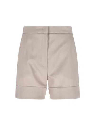 Max Mara Virgin Wool Blend Shorts In Neutral