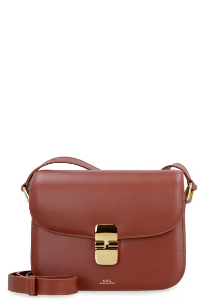 Apc A.p.c. Grace Leather Crossbody Bag In Brown