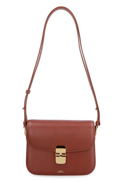 Apc A.p.c. Grace Leather Crossbody Bag In Brown