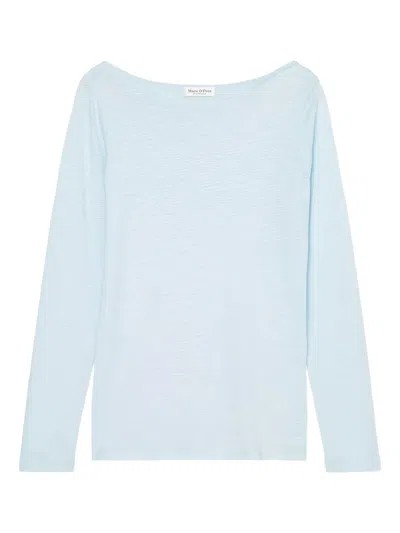 Marc O'polo Boat-neck Long-sleeve Top In Blue