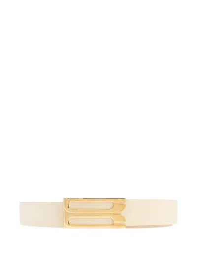 Victoria Beckham Frame Leather Belt Adjustable Smooth Finish In Neutral