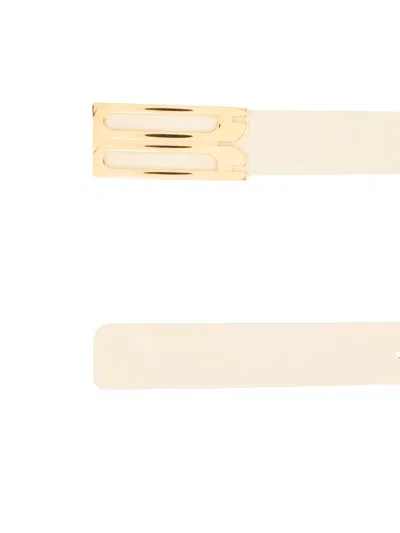 Victoria Beckham Frame Leather Belt Adjustable Smooth Finish In Neutral