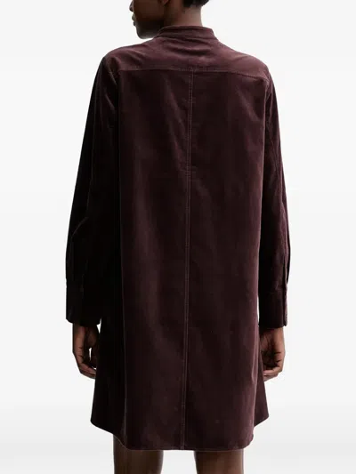 Marc O'polo Velvet Mini Dress In Burgundy