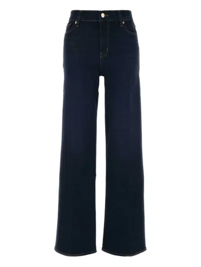 Frame Le Palazzo Stretch Wide-leg Trousers In Blue