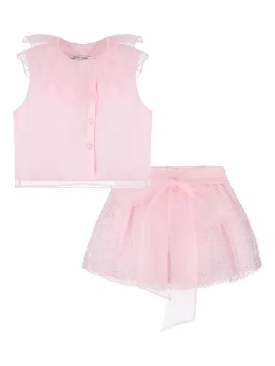 Mama Luma Bow Chiffon Skirt Set In Pink