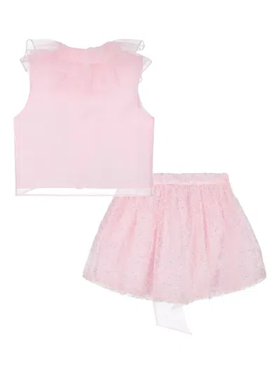 Mama Luma Bow Chiffon Skirt Set In Pink