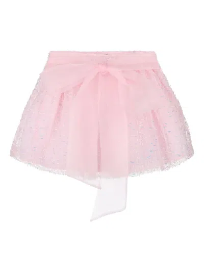 Mama Luma Bow Chiffon Skirt Set In Pink