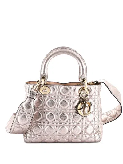 Pre-owned Dior Supple Lady  Bag Cannage Quilt Leather Medium Satchel In Green