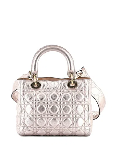 Pre-owned Dior Supple Lady  Bag Cannage Quilt Leather Medium Satchel In Green