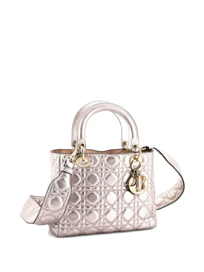 Pre-owned Dior Supple Lady  Bag Cannage Quilt Leather Medium Satchel In Green