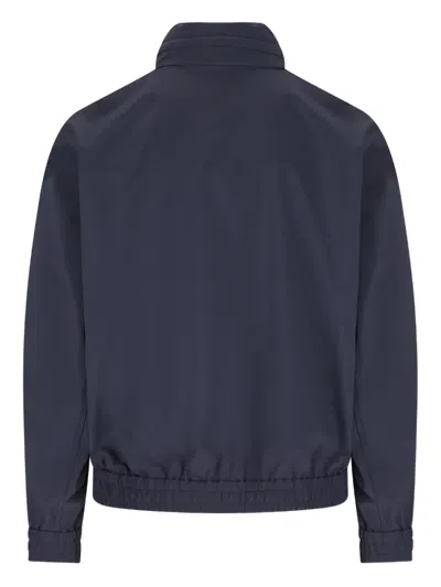 Brunello Cucinelli Technical Blouson Jacket High Collar Design In Blue