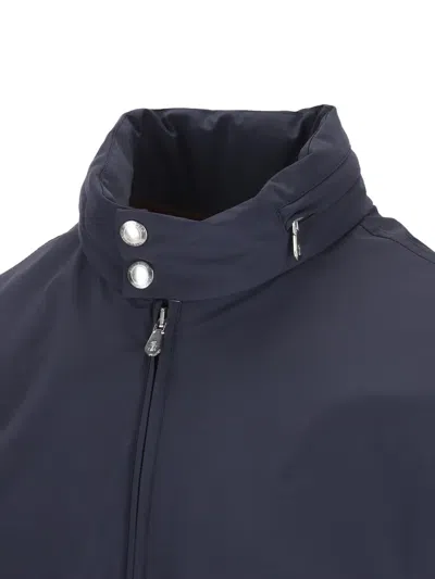 Brunello Cucinelli Technical Blouson Jacket High Collar Design In Blue