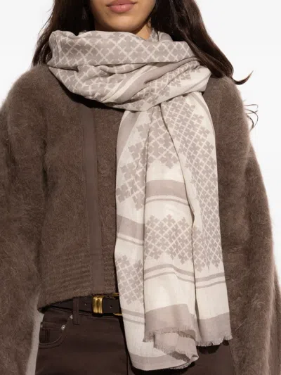 By Malene Birger Geometric-pattern Scarf In Gray