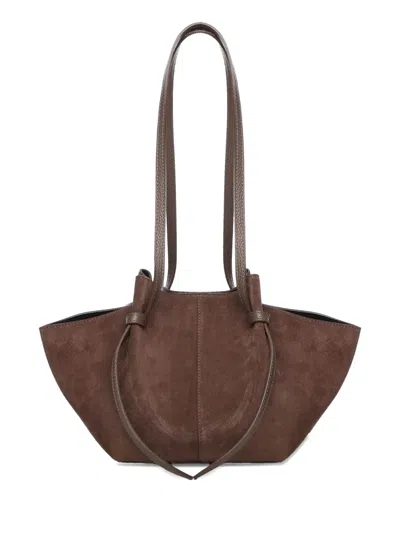 Yuzefi Large Mochi Suede Knot Shoulder Bag In Brown