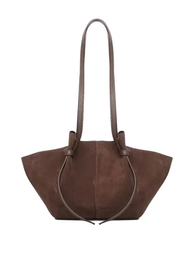 Yuzefi Large Mochi Suede Knot Shoulder Bag In Brown