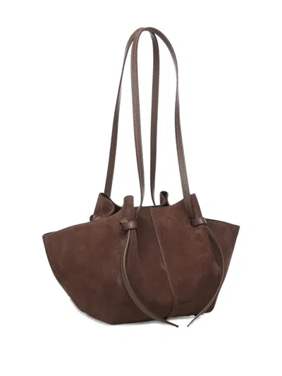Yuzefi Large Mochi Suede Knot Shoulder Bag In Brown