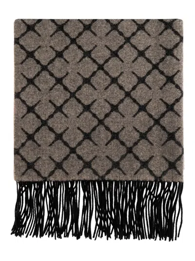 By Malene Birger Geometric-pattern Fringed Scarf In Brown