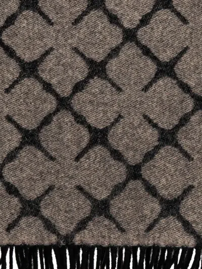 By Malene Birger Geometric-pattern Fringed Scarf In Brown
