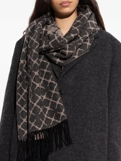 By Malene Birger Geometric-pattern Fringed Scarf In Brown
