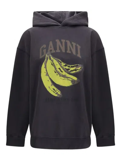 Ganni Women Banana Graphic Hoodie In Gray
