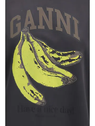 Ganni Women Banana Graphic Hoodie In Gray