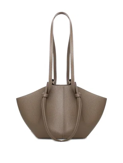 Yuzefi Large Mochi Pebble-grain Knot Leather Shoulder Bag In Brown