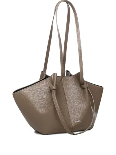 Yuzefi Large Mochi Pebble-grain Knot Leather Shoulder Bag In Brown