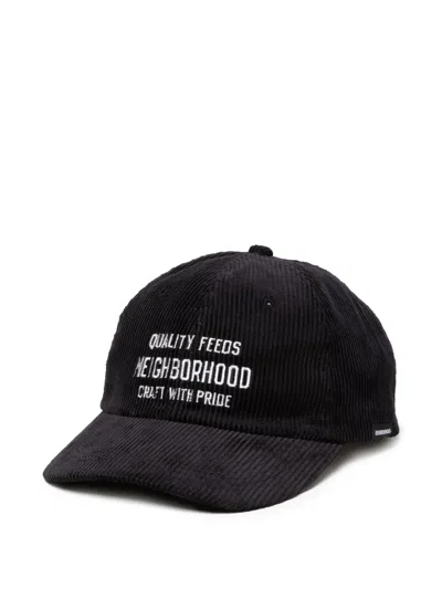 Neighborhood Corduroy Embroidered Baseball Hat In Black