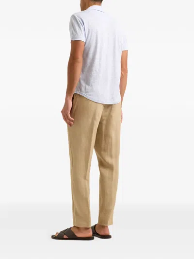 Orlebar Brown Sebastian Linen Polo Shirt In Blue