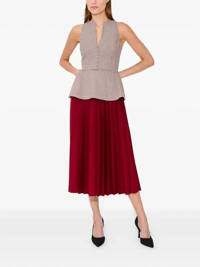 Rosie Assoulin Peplum Houndstooth-pattern Midi Dress In Red