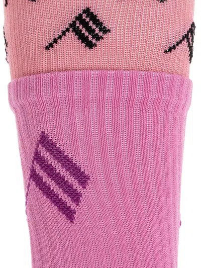 Attico Logo-detail Patterned Socks In Purple