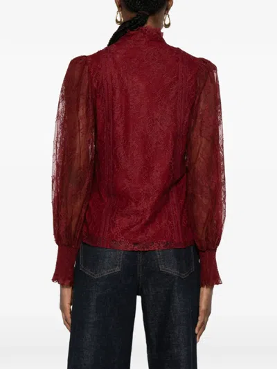 Alice And Olivia Lace-detail Blouse In Burgundy