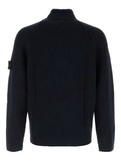 Stone Island Half-zip Ribbed Sweater In Black