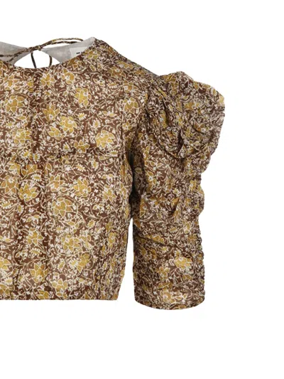 Isabel Marant Étoile Gathered-sleeve Floral-print Blouse In Brown